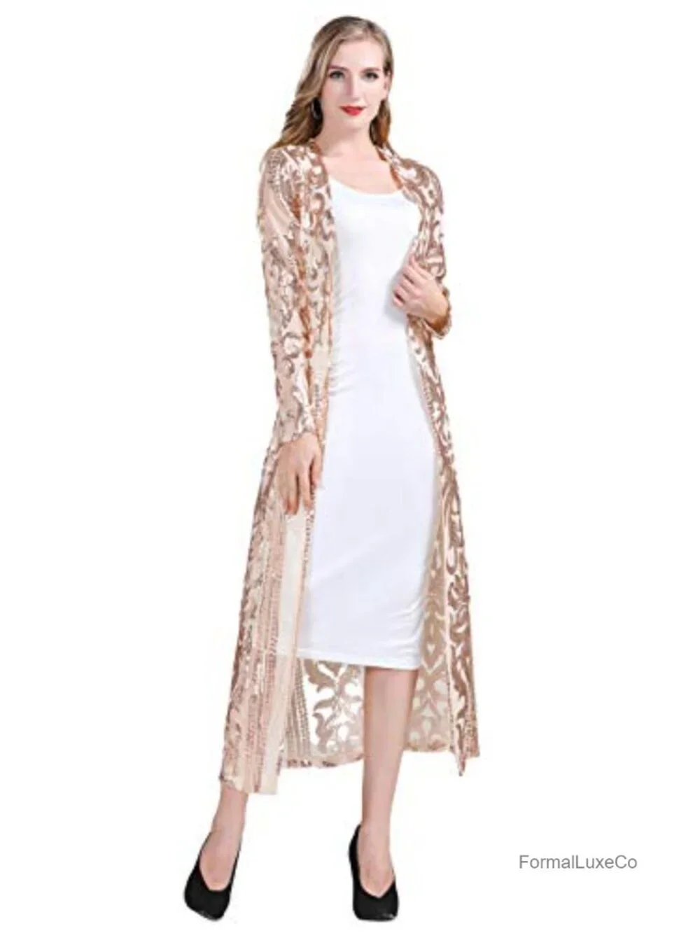 Sequin Cover Up Cardigan 1920s Gatsby Flapper Party Long Sleeve Cardigan Coat